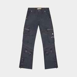 Rockstar Flare Cargo Denim (Raw Blue) - CARGO PANTS