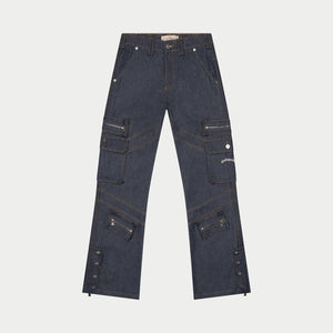 Rockstar Flare Cargo Denim (Raw Blue) - CARGO PANTS