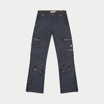 Rockstar Flare Cargo Denim (Raw Blue) - CARGO PANTS