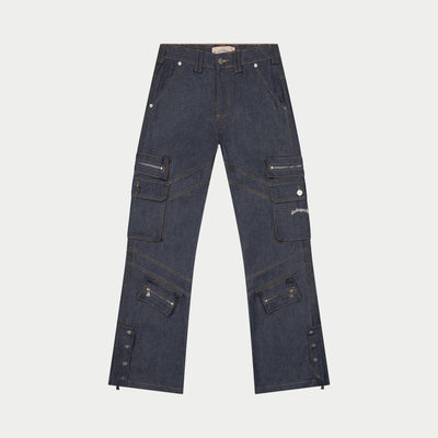 Rockstar Flare Cargo Denim (Raw Blue) - CARGO PANTS