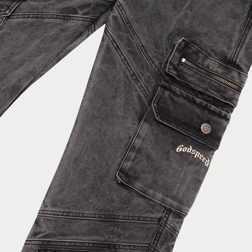 Rockstar Flare Premium Cargo Denim (Grey Wash) - PANTS