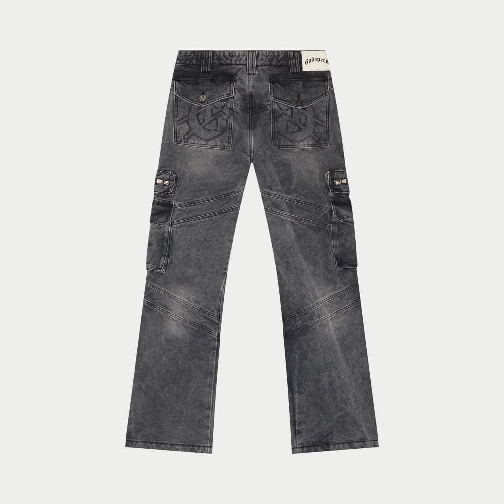 Rockstar Flare Premium Cargo Denim (Grey Wash) - PANTS