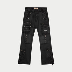 Wax Flare Premium Cargo Pants (Black) - CARGO PANTS