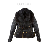 Women Moto Jacket ( Black ) LEATHER JACKET