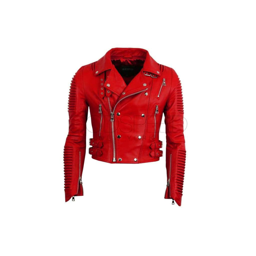 Women Moto Jacket ( Marinara Red ) LEATHER JACKET