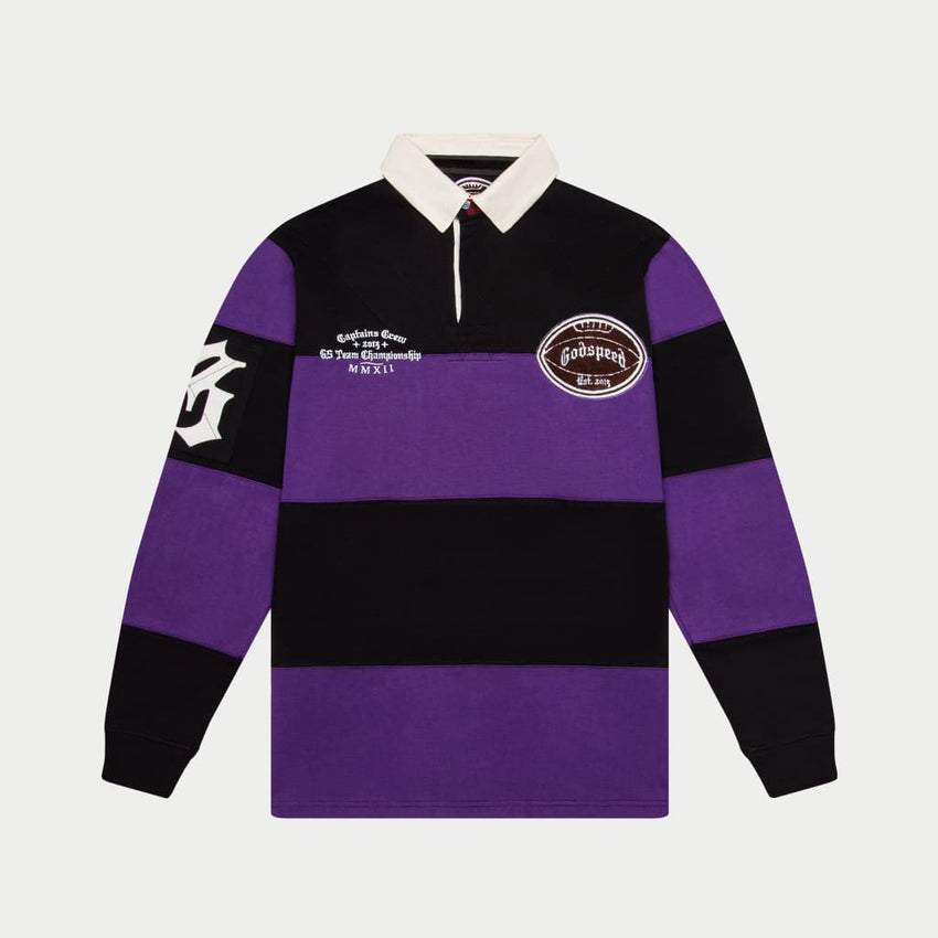 Classic Field Rugby Shirt - L / PURPLE / BLACK