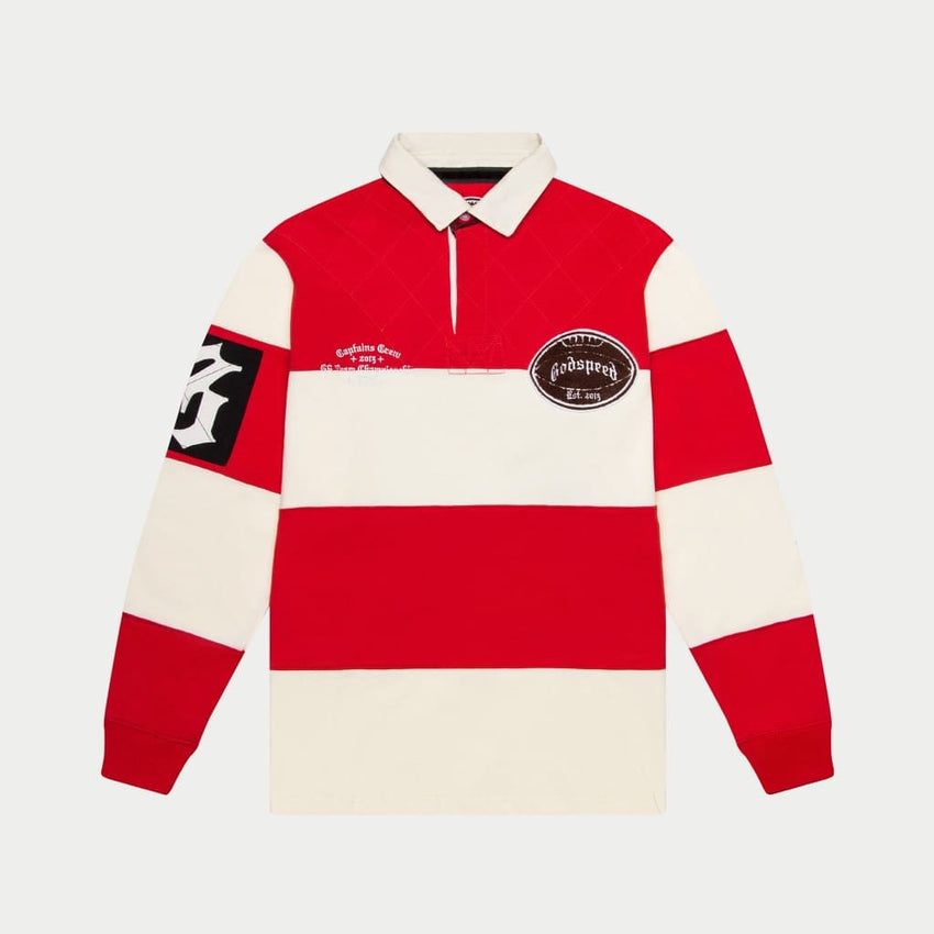 Classic Field Rugby Shirt - L / RED / WHITE
