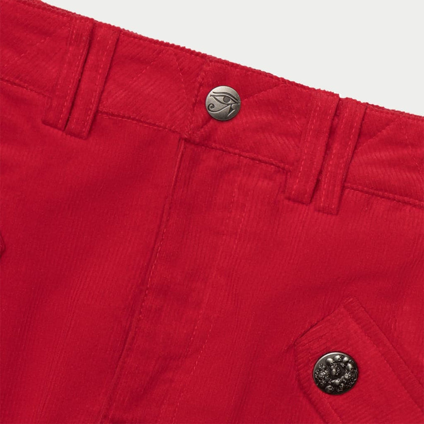 Flare Corduroy Cargo Pants (Red) - CARGO PANTS