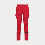 Flare Corduroy Cargo Pants (Red) - CARGO PANTS
