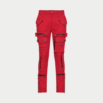 Flare Corduroy Cargo Pants (Red) - CARGO PANTS