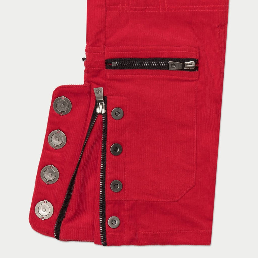 Flare Corduroy Cargo Pants (Red) - CARGO PANTS