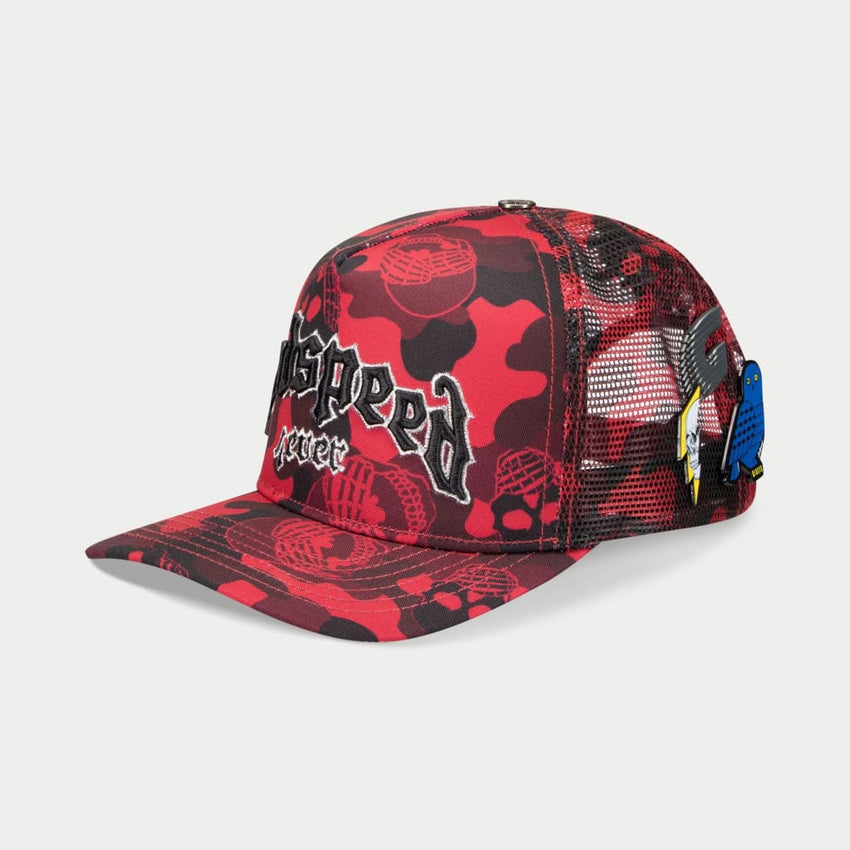 GS FOREVER CAMO TRUCKER HAT (CARMINE)