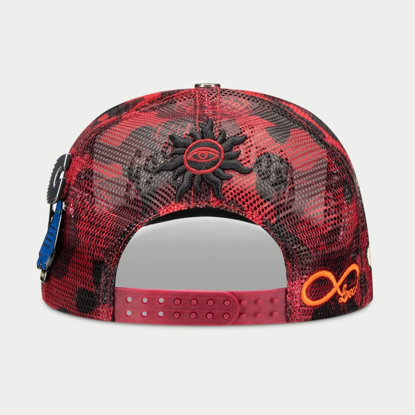GS FOREVER CAMO TRUCKER HAT (CARMINE)