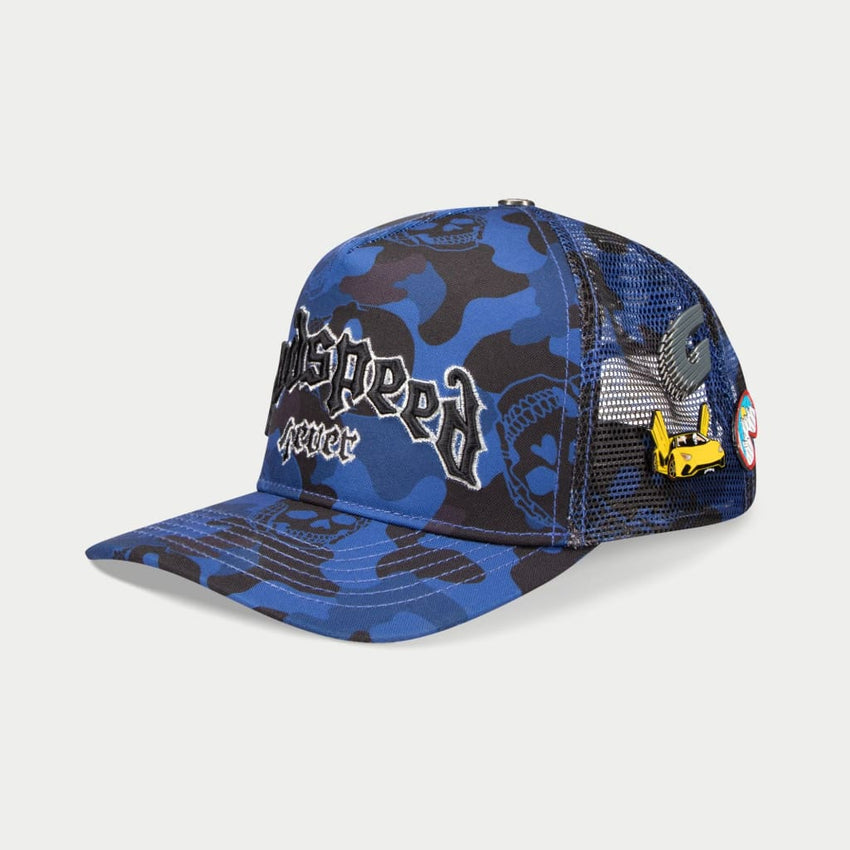 GS FOREVER CAMO TRUCKER HAT (COBALT)