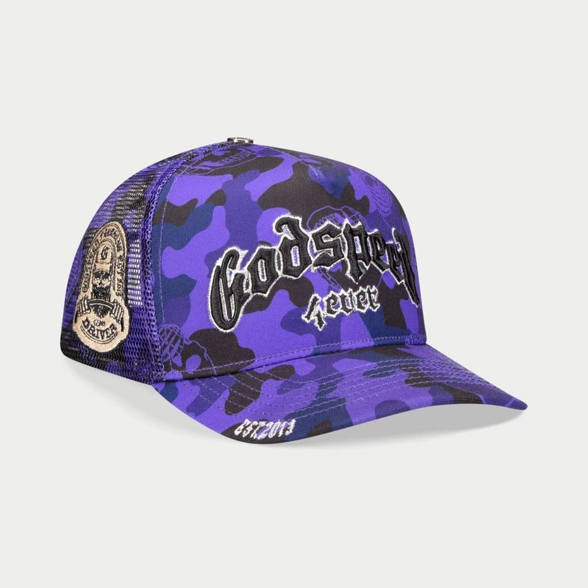 GS FOREVER CAMO TRUCKER HAT (GRAPE)