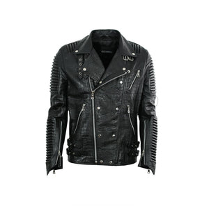 Leather Moto Jacket ( Black Reptile ) LEATHER JACKET