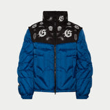 Paisley Print Puffer Down Jacket (Blu) - PUFFER JACKET