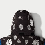 Paisley Print Puffer Down Jacket (Blu) - PUFFER JACKET