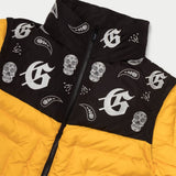 Paisley Print Puffer Down Jacket (Yellow) - PUFFER JACKET