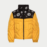 Paisley Print Puffer Down Jacket (Yellow) - PUFFER JACKET