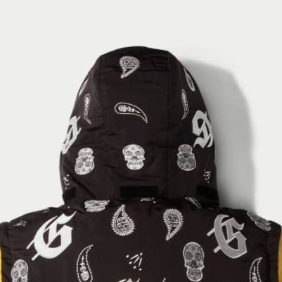Paisley Print Puffer Down Jacket (Yellow) - PUFFER JACKET