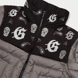 Paisley Print Puffer Down Jacket (Ash) - PUFFER JACKET