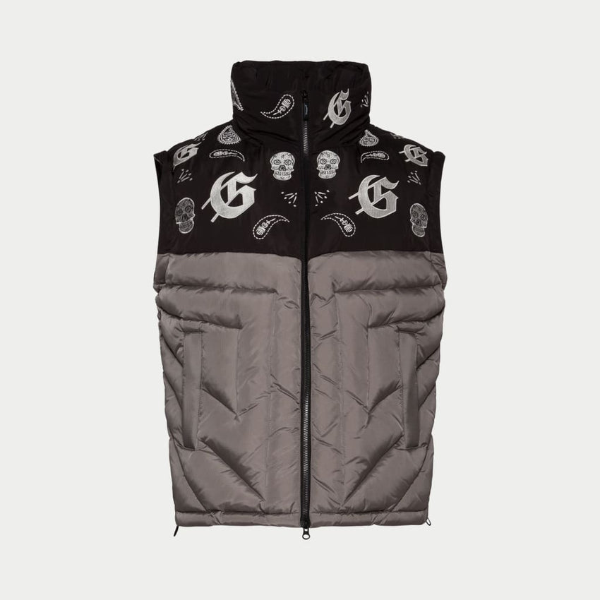 Paisley Print Puffer Down Jacket (Ash) - PUFFER JACKET